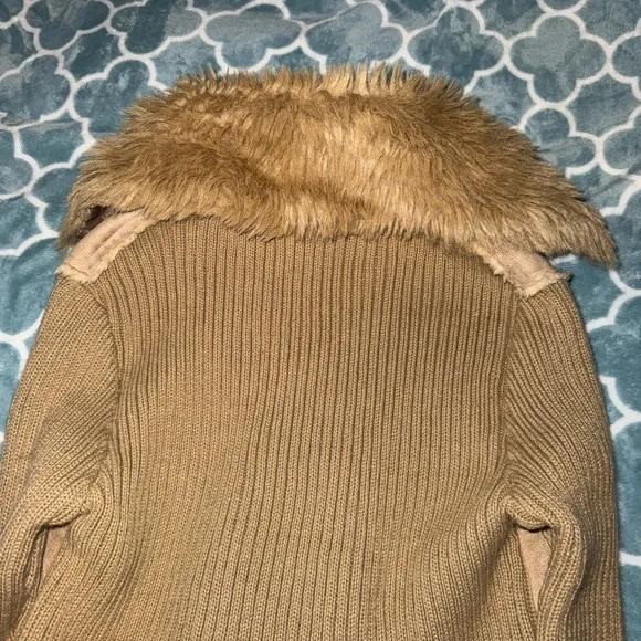 Girls Brown Faux Fur Trim Jacket - Picture 5 of 5